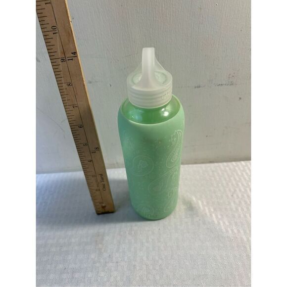Eco one glass water bottle green paisley design screw top - Picture 3 of 3